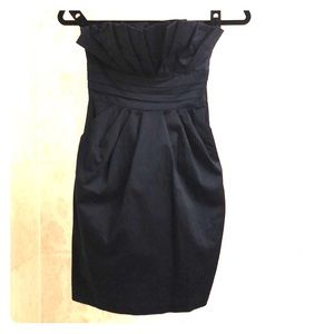 Snap strapless pleated cocktail dress